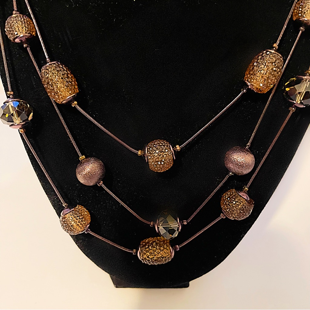 Ann Taylor Jewelry Ann Taylor 3 Tier Necklace Color BrownGoldNwt 15$
